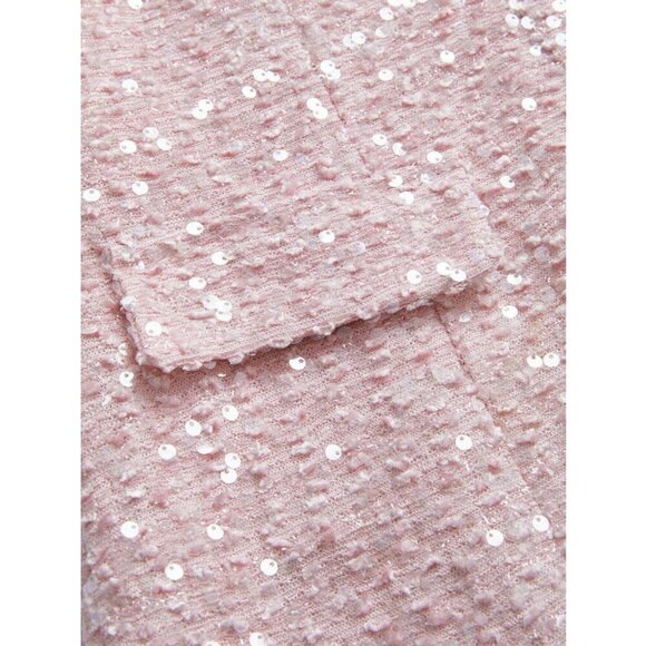 Elegant Sequin tweed Dress & Blazer 2 piece Suit Set pink - Picture 8 of 12